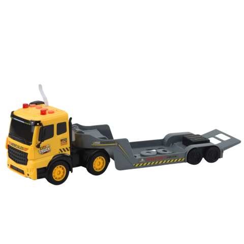 Camion platforma cu excavator pe senile rotire 360° galben 1:16 [2]