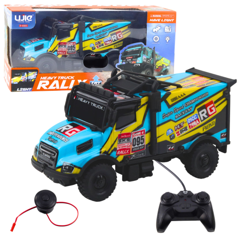 Jucarii cu telecomanda (RC) - Camion R/C cu telecomanda si caroserie iluminata Turcoaz, 3 ani+
