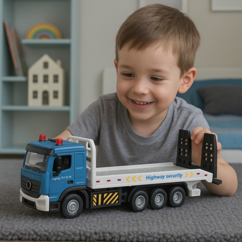 Camion Transport Platforma Tip Tractare cu Lumini Sunete si Usi care se Deschid [4]