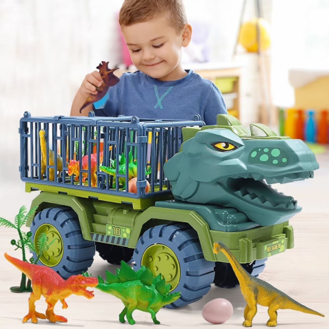 Camion Transportor Dinozauri cu Figurine Verde 15 piese [1]