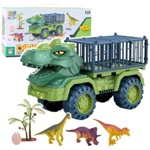 Jucarii - Camion Transportor Dinozauri cu Figurine Verde 15 piese