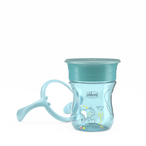 Cana 360 de grade, anticurgere, cu manere, 200 ml, Chicco Perfect Cup 180684, Albastru [1]
