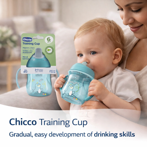 Cani, pahare si accesorii - CANA ANTI-SCURGERE CU CIOT DUR 200ML 6+ ALBASTRA