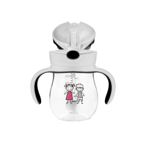 Cana anti-varsare 250 ml cu pai ponderat si maner dublu gri [1]