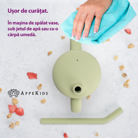 Cana din silicon cu pai, AppeKids - VERDE [2]
