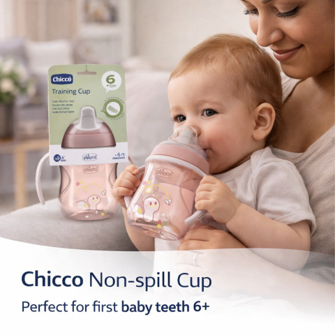 Cani, pahare si accesorii - Cana fara scurgere cu cioc dur 200ML 6+ Roz