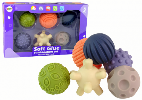 Jucarii Copii - set-6-mingi-senzoriale-colorate-cauciuc-moale-6luni-Bebelul