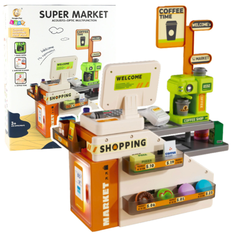 Casa de marcat magazin cafea cu accesorii, lumini si sunete, 70 piese [2]