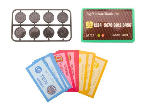 Casa de marcat pentru copii roz cu monede, cos de cumparaturi, lumini si sunete [1]