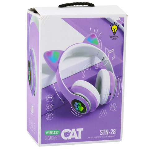 Casti Wireless pentru Copii cu Urechi de Pisica si LED – MOV [4]