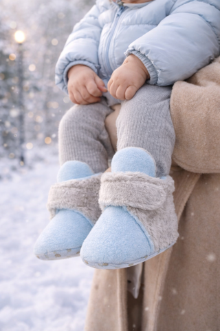 Imbracaminte, incaltaminte - Cizmulite plusate gri cu bleu pentru baietei