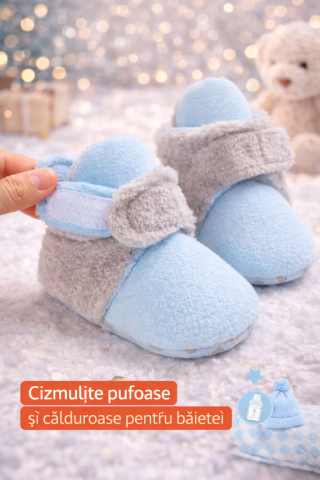 Cizmulite plusate gri cu bleu pentru baietei [7]