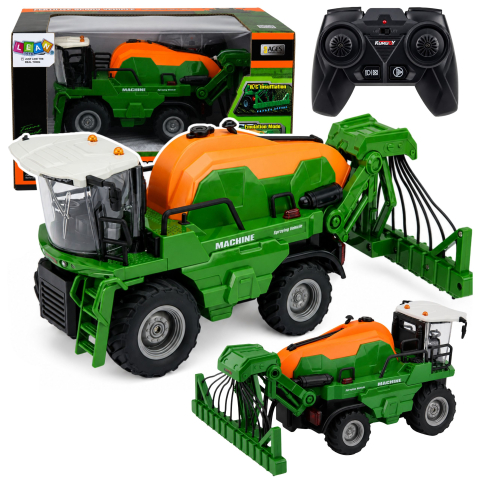 Jucarii cu telecomanda (RC) - Combina agricola cu telecomanda si functie pulverizare apa 1:24, 3 ani+