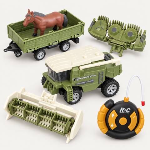 Combina agricola RC T5 Harvester cu remorca si cal, telecomanda, 60x12x24 cm, 3 ani+ [2]
