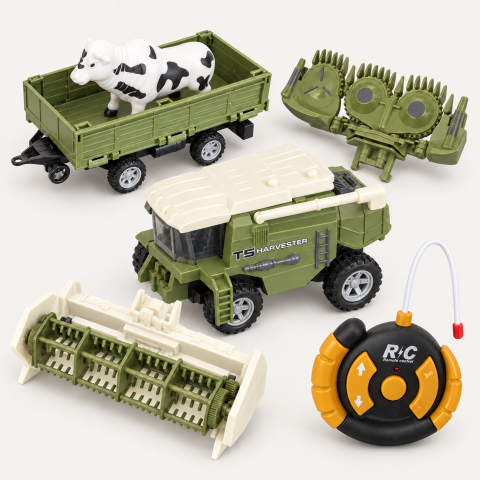 Combina agricola RC T5 Harvester cu remorca si vacuta, telecomanda, 60x12x24 cm, 3 ani+ [6]