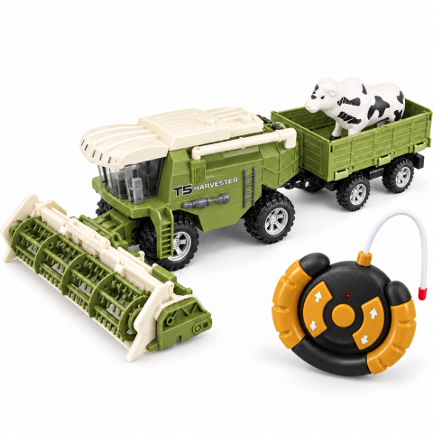 Combina agricola RC T5 Harvester cu remorca si vacuta, telecomanda, 60x12x24 cm, 3 ani+ [3]