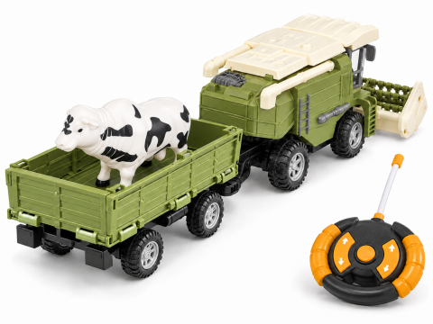 Combina agricola RC T5 Harvester cu remorca si vacuta, telecomanda, 60x12x24 cm, 3 ani+ [8]
