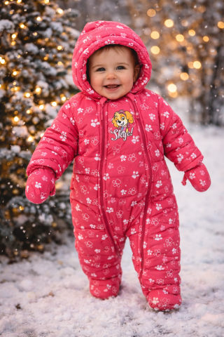 Combinezon iarna bebe Paw Patrol (Skye), roz, captusit + manusi [1]