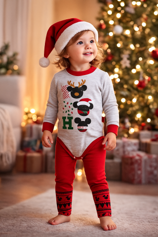 Compleu Craciun body, pantaloni si caciula [1]