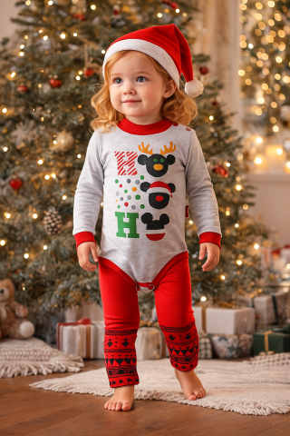 Imbracaminte - Compleu Craciun body, pantaloni si caciula