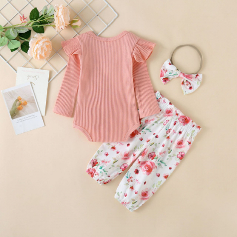 Compleu pentru fetite cu body ROZ somon - Sunny [1]