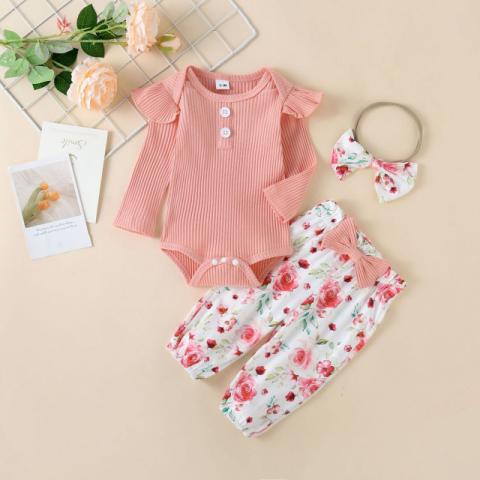 Costumase fetite - Compleu pentru fetite cu body ROZ somon - Sunny