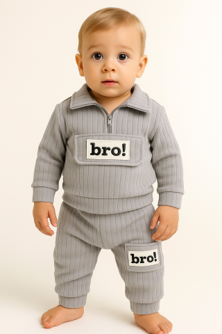 Costumase baieti - Costum din Bumbac 100% pentru Bebeluși - BRO Grey