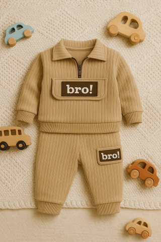 Costum din Bumbac 100% pentru Bebeluși - BRO Brown [2]