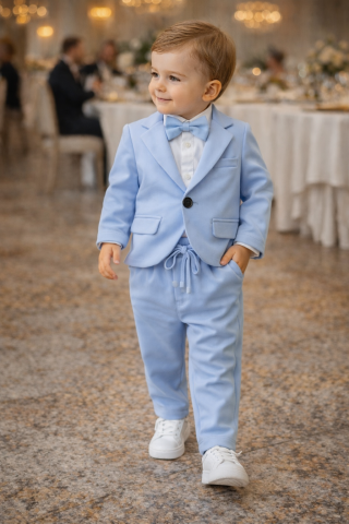 Costum elegant bebe albastru deschis baieti Terry [3]