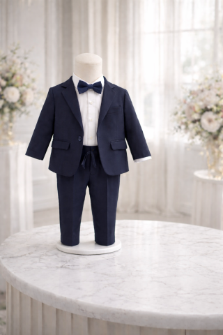 Costum elegant bebe albastru inchis baieti Terry [2]