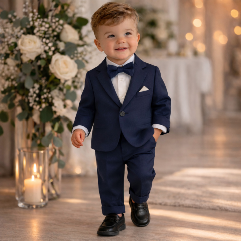 Costum elegant bebe albastru inchis baieti Terry [1]