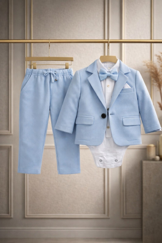Costum elegant bebe albastru deschis baieti Terry [2]