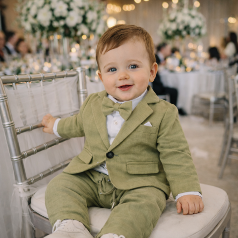 Esentiale nou-nascuti - Costum elegant bebe verde baieti Terry