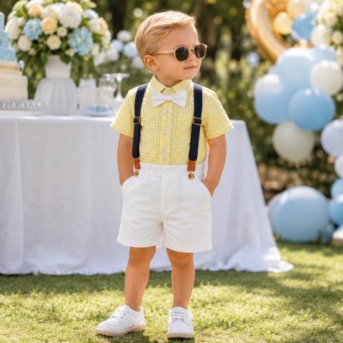 Imbracaminte - Set elegant de vara pentru baietei - camasuta si pantalonasi scurti
