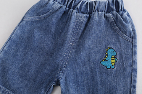Compleu baieti cu tricou polo verde si bermude denim Dino [4]