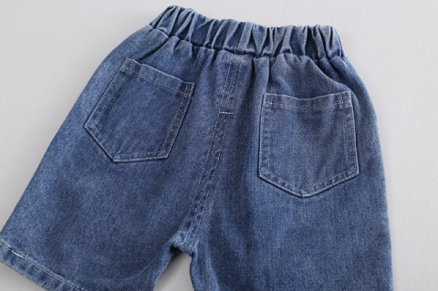 Compleu baieti cu tricou polo verde si bermude denim Dino [5]