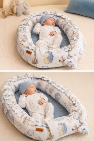 Cuib BABY NEST VELVET 80x45 stroll albastru + perna [6]