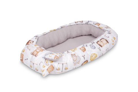 Cuib bebe din muselina zodiac gri 80x45 + perna [2]