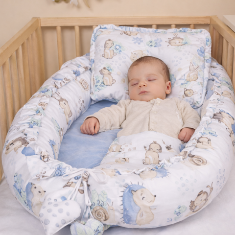 Cuibusoare - Cuib bebe velvet 80x45 stroll albastru + perna