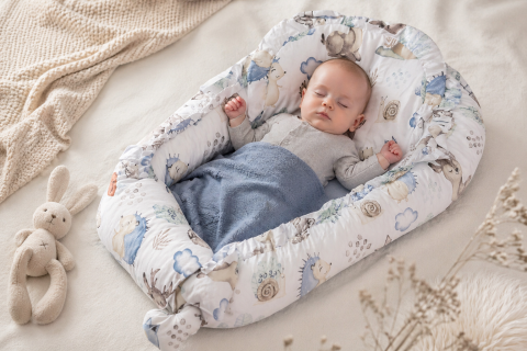 Cuib BABY NEST VELVET 80x45 stroll albastru + perna [1]