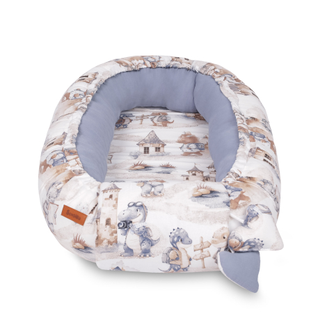 Cuib bebe din muselina cu dragoni jeans 80x45 + perna [2]