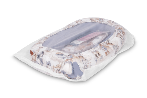 Cuib bebe din muselina cu dragoni jeans 80x45 + perna [5]