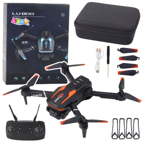 Jucarii cu telecomanda (RC) - Drona cu camera LU800 cu lumini LED, portocalie, 14 ani+