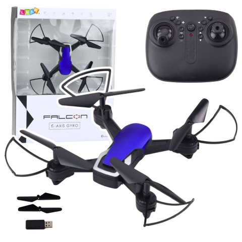 Drone R/C - Drona cu telecomanda Falcon Giroscop 6 Axe LED Albastru