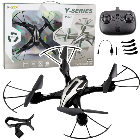 Jucarii cu telecomanda (RC) - Drona cu telecomanda Y30 Giroscop 6 axe Lumini LED, 14 ani+