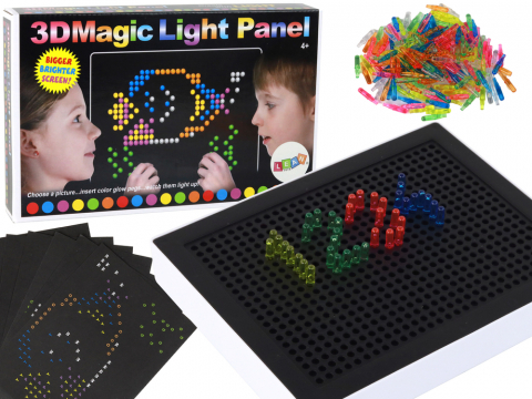 Puzzle - tabla-educativa-luminoasa-3d-180-pini-sabloane-puzzle-copii-Bebelul