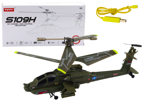 Jucarii cu telecomanda (RC) - Elicopter cu telecomanda Apache Syma S109H Khaki, 8 ani+