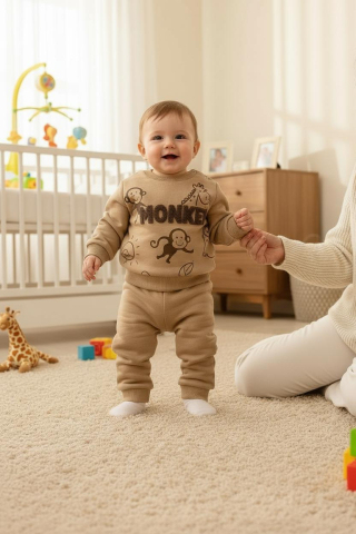 Set hanorac si pantaloni bebelusi din bumbac – Monkey [1]