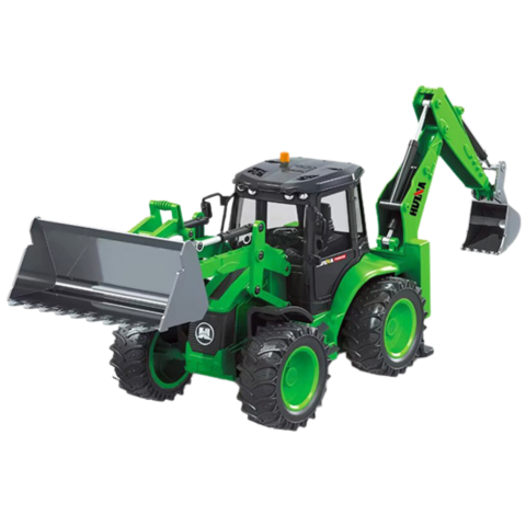 Excavator cu telecomanda Backhoe Loader Huina Verde 1:14, 8 ani+ [1]