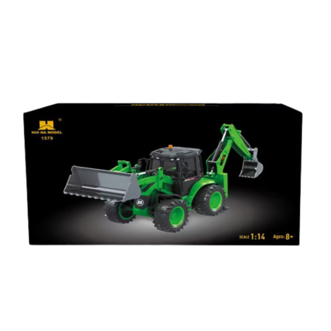 Excavator cu telecomanda Backhoe Loader Huina Verde 1:14, 8 ani+ [4]